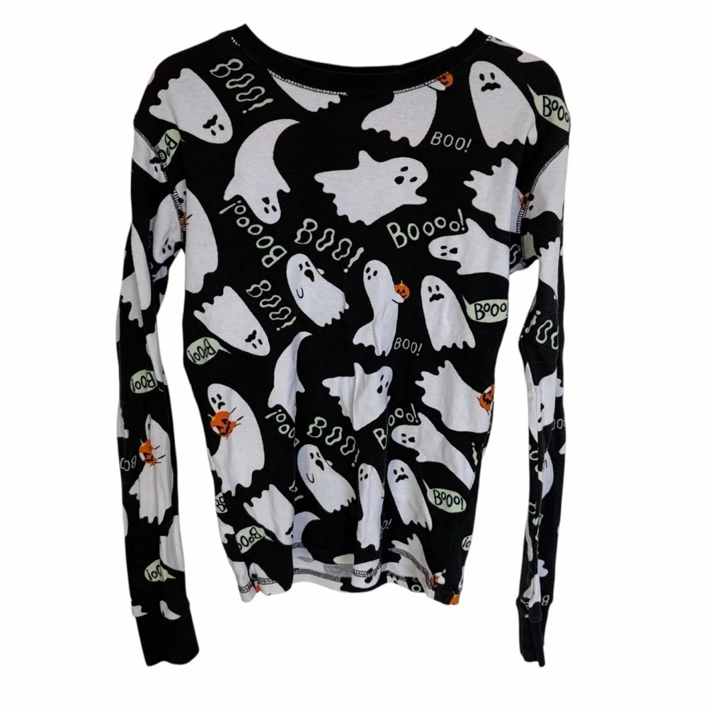 Old Navy Snug Fit Halloween Ghost Boo Pajamas Unisex kids XL Size 12 Black White - Picture 2 of 5